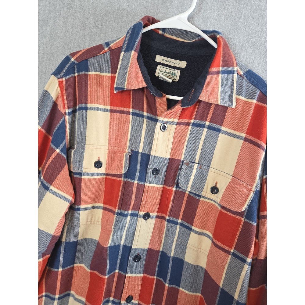 LL Bean Mens M Shirt Jacket Shacket Plaid Fleece Lined Retro Y2K Gorpcore Grunge